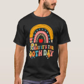 Hooray It's The 100th Day Groovy Rainbow 100 Days Tシャツ (正面)