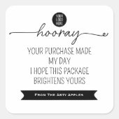 Hooray Thank You ステッカー - 小規模事業者のブランディング (正面)