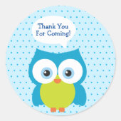 Hoot Owl Boy Blue Thanks For 来's ラウンドシール (正面)