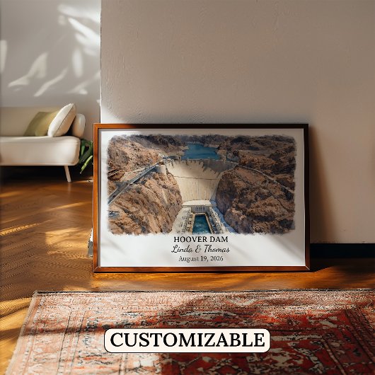Hoover Dam Arizona Poster, Watercolor, Custom ポスター
