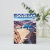 Hoover Dam Vintage Travel Poster ポストカード (スタンド正面)