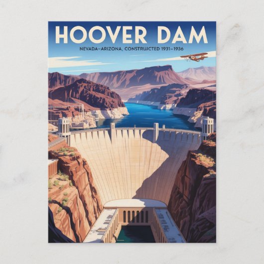 Hoover Dam Vintage Travel Poster ポストカード (正面)