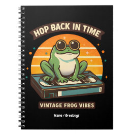 Hop Back in Time Vintage Frog Retro Illustration ノートブック
