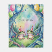 Hop On Over Birthday Party Gift フリースブランケット (正面)