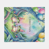 Hop On Over Birthday Party Gift フリースブランケット (正面(横))