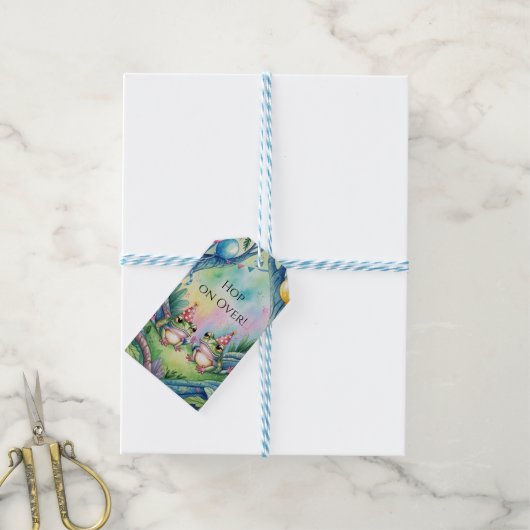 Hop On Over Birthday Party Thank You ギフトタグ (より糸付き)