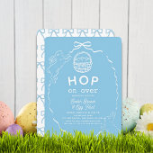Hop on Over Blue Bow Bunny Easter Brunch 招待状