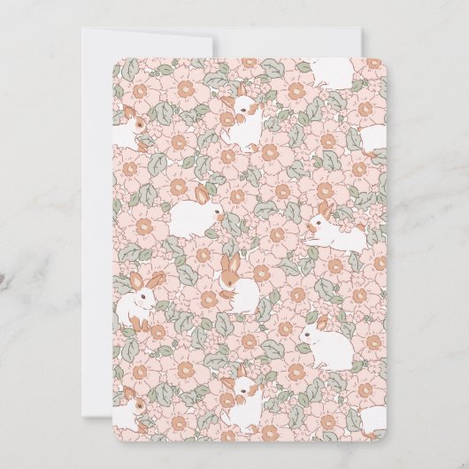 Hop on Over Bunny Boho Floral Easter Brunch 招待状 (裏面)