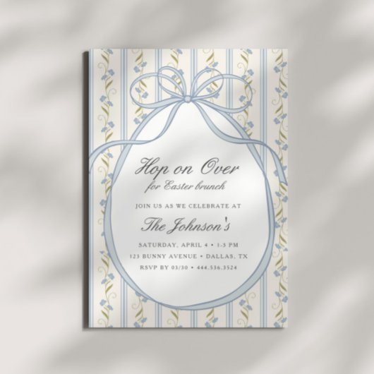 Hop on Over Easter Brunch Egg Hunt Spring 招待状