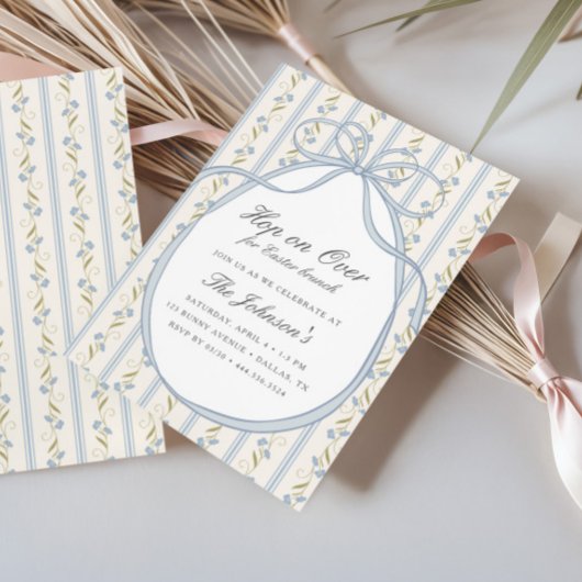 Hop on Over Easter Brunch Egg Hunt Spring 招待状