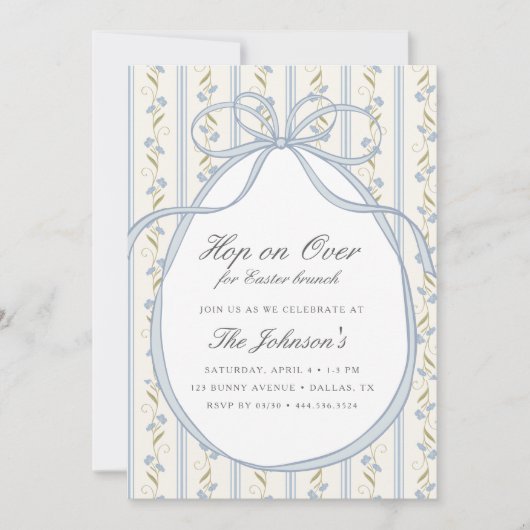 Hop on Over Easter Brunch Egg Hunt Spring 招待状 (正面)