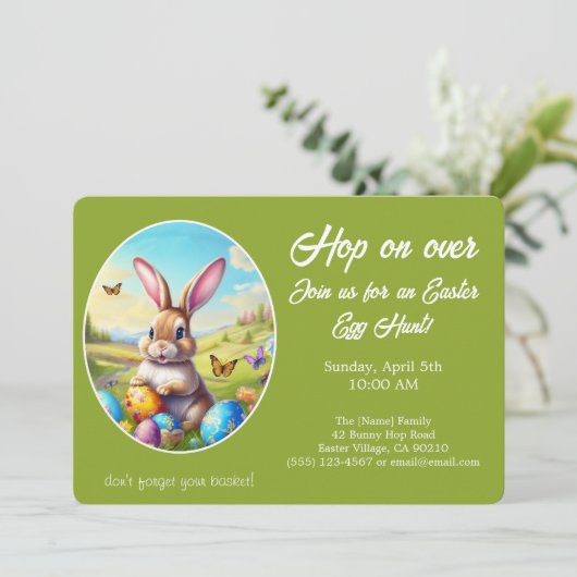 Hop on Over Easter Egg Hunt Bunny Green - 招待状 (スタンド正面)