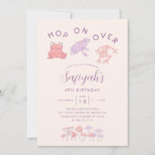 Hop On Over Frogs Girl Birthdayパーティー 招待状 (正面)