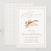 Hop on Over Running Bunny Birthday 招待状 (正面/裏面)