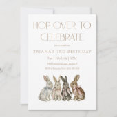 Hop Over Bunny Birthday 招待状 (正面)