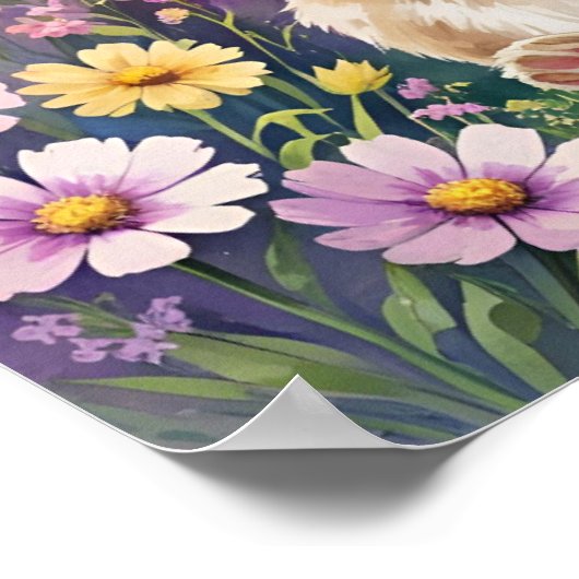 Hop & Sip – キャロットカップポスター付き可愛いウサギ ポスター (角)