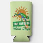 Hop Through the Hard Days Amazon Tree Frog スリム缶クーラー (正面)