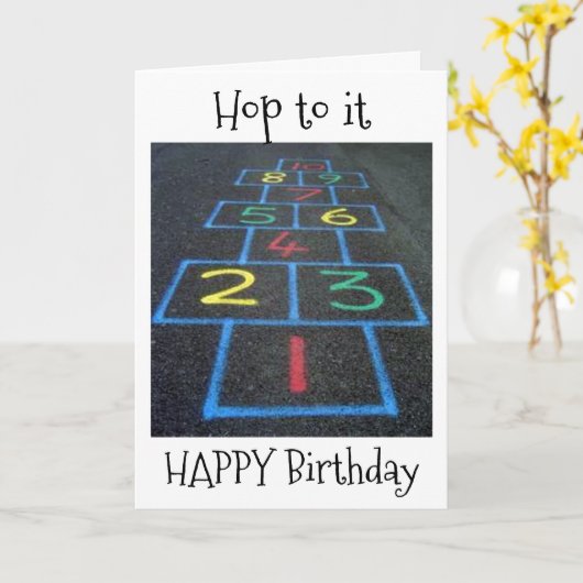 "HOP TO IT"と非常に"ハッピーバースデー" カード (黄色い花)