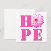 HOPEピンクダリアフラワーフォトスクウェア サンキューカード (正面/裏面)