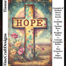 「HOPE」のクロスと花 デコパージュ DP7F 薄葉紙