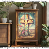 「HOPE」のクロスと花 デコパージュ DP7F 薄葉紙