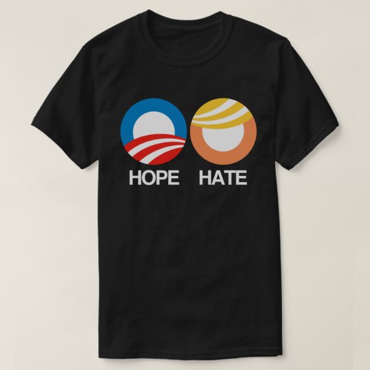 HOPE （オバマ）対HATE （トランプ） Tシャツ (デザイン正面)