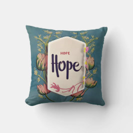 Hope Blooms - エレガントな花のタイポグラフィ クッション