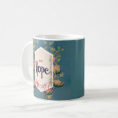 Hope Blooms - エレガントな花のタイポグラフィ コーヒーマグカップ (正面左)