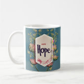 Hope Blooms - エレガントな花のタイポグラフィ コーヒーマグカップ (左)