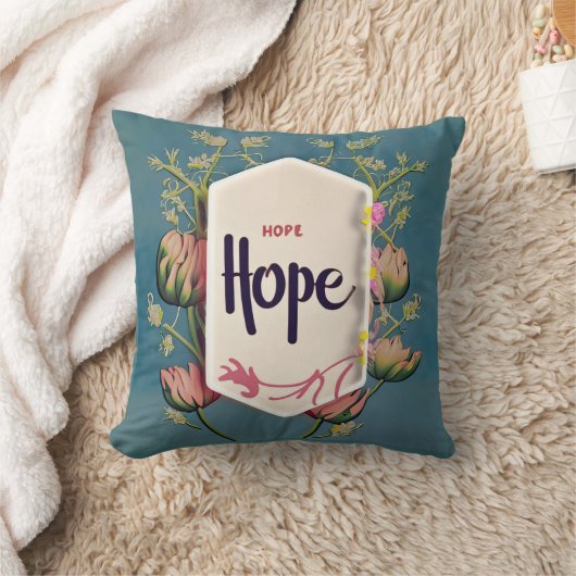 Hope Blooms - Elegant Floral Typography  クッション (ブランケット)