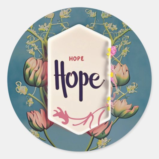 Hope Blooms - Elegant Floral Typography  ラウンドシール (正面)