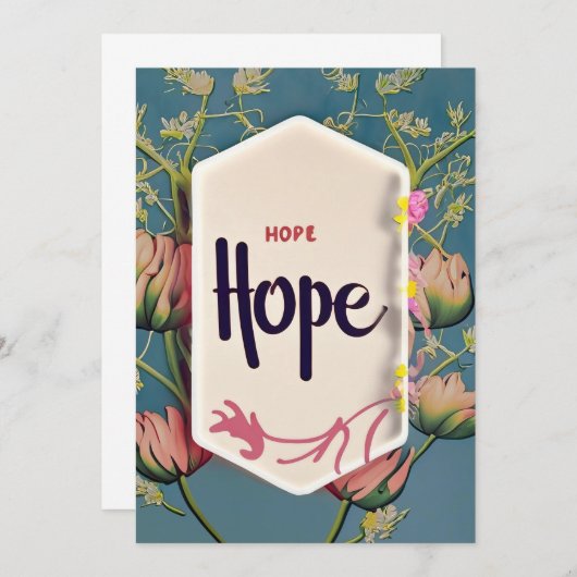 Hope Blooms - Elegant Floral Typography  招待状 (正面/裏面)