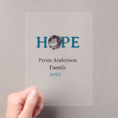 Hope blue holidays bold letter kids photo name yea アクリル招待状 (インサイチュ (ポータブル))