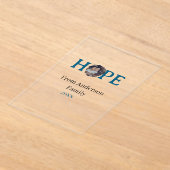 Hope blue holidays bold letter kids photo name yea アクリル招待状 (レイダウン)