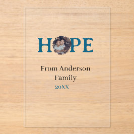 Hope blue holidays bold letter kids photo name yea アクリル招待状