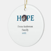 Hope blue holidays bold letter kids photo name yea セラミックオーナメント (左)