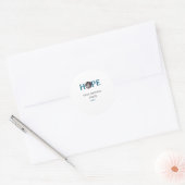 Hope blue holidays bold letter kids photo name yea ラウンドシール (封筒)