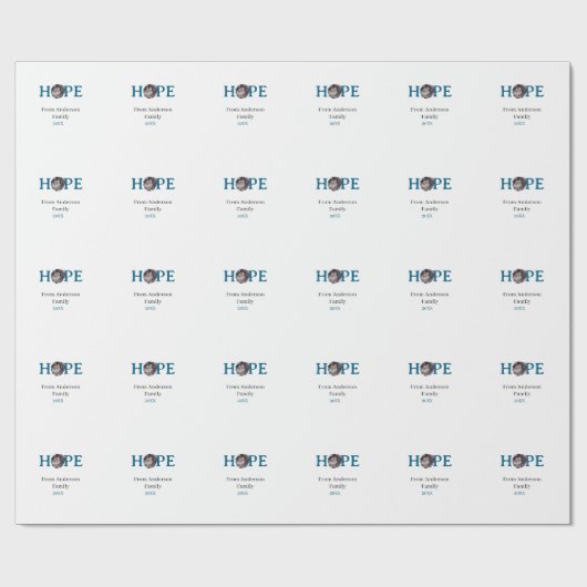 Hope blue holidays bold letter kids photo name yea ラッピングペーパー (フラット)