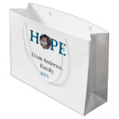 Hope blue holidays bold letter kids photo name yea ラージペーパーバッグ (裏面アングル)