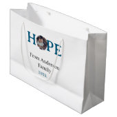 Hope blue holidays bold letter kids photo name yea ラージペーパーバッグ (正面アングル)