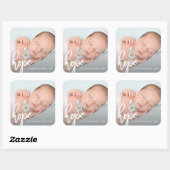 Hope Brushスクリプト（写真、名前、年） スクエアシール (シート)