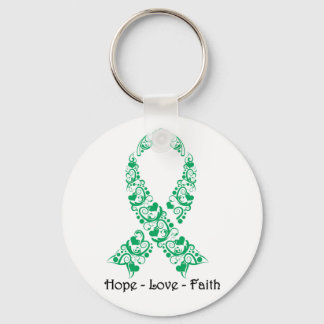 Hope Emerald Green Awareness Ribbon キーホルダー