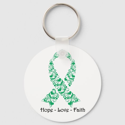 Hope Emerald Green Awareness Ribbon キーホルダー (正面)
