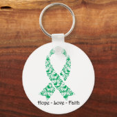 Hope Emerald Green Awareness Ribbon キーホルダー (正面)