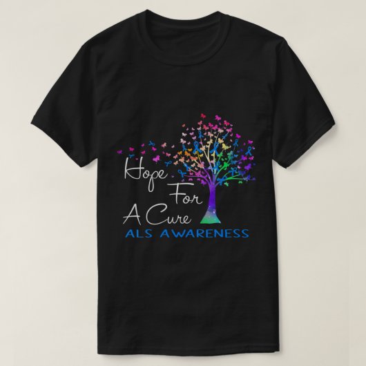 Hope For A Cure ALS認識度ツリーリボン Tシャツ (デザイン正面)