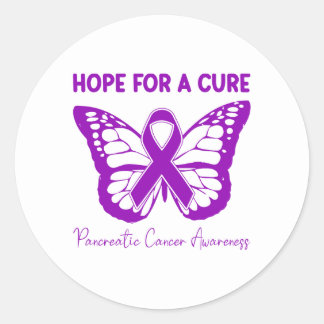 Hope For A Cure Purple Butterfly Pancreatic Cancer ラウンドシール