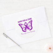 Hope For A Cure Purple Butterfly Pancreatic Cancer ラウンドシール (封筒)