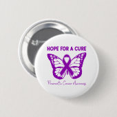 Hope For A Cure Purple Butterfly Pancreatic Cancer 缶バッジ (正面&裏面)