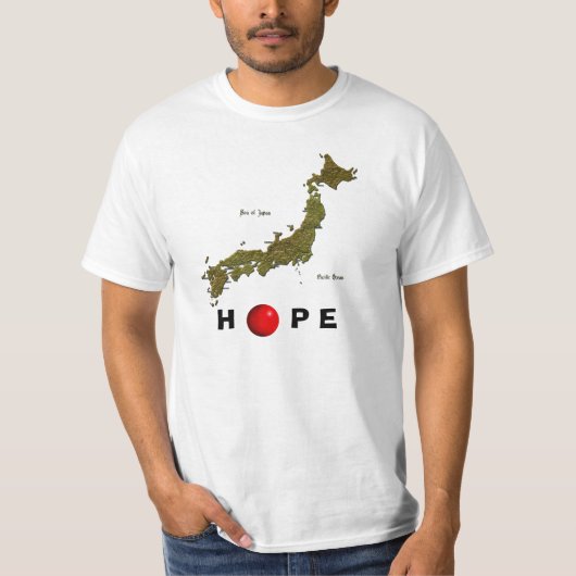 HOPE for JAPAN EARTHQUAKEレリーフ、 浮き彫り Tシャツ (正面)