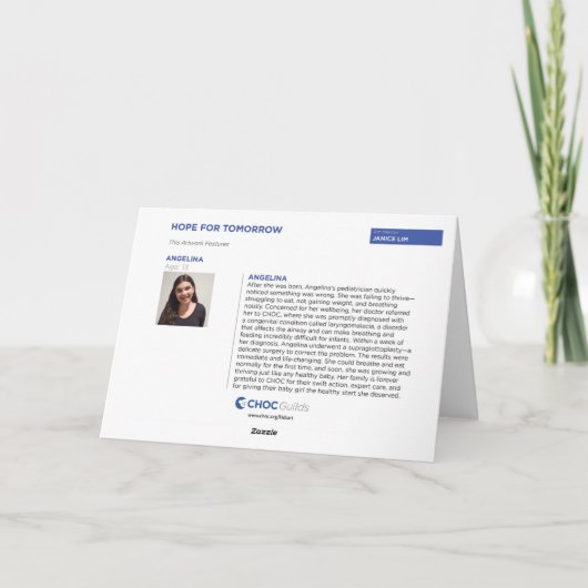 Hope for Tomorrow - KidsArt for CHOC カード (裏面)